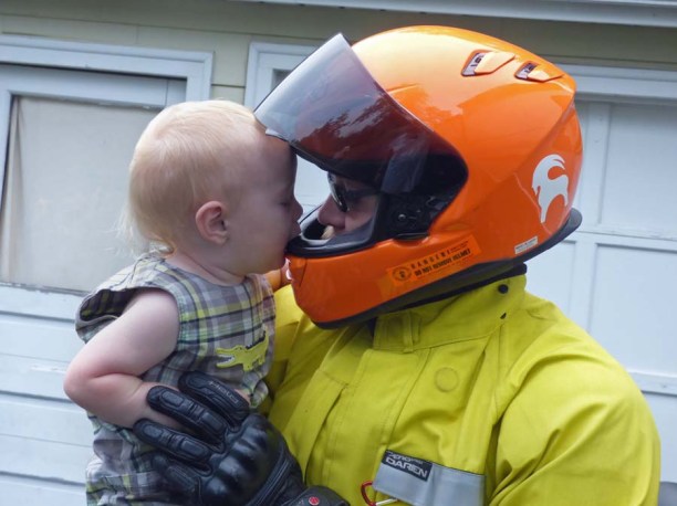 a Cam Kissing Papa Goodbye
